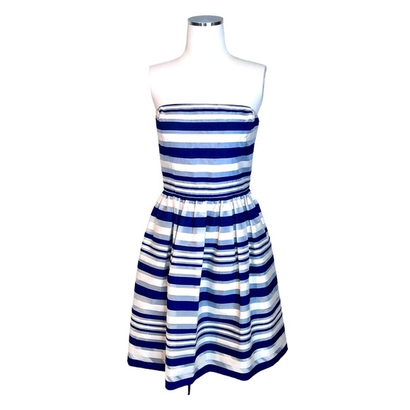ERIN Erin Featherston CAROLINA Navy Striped Dress 8 - Picture 4 of 10